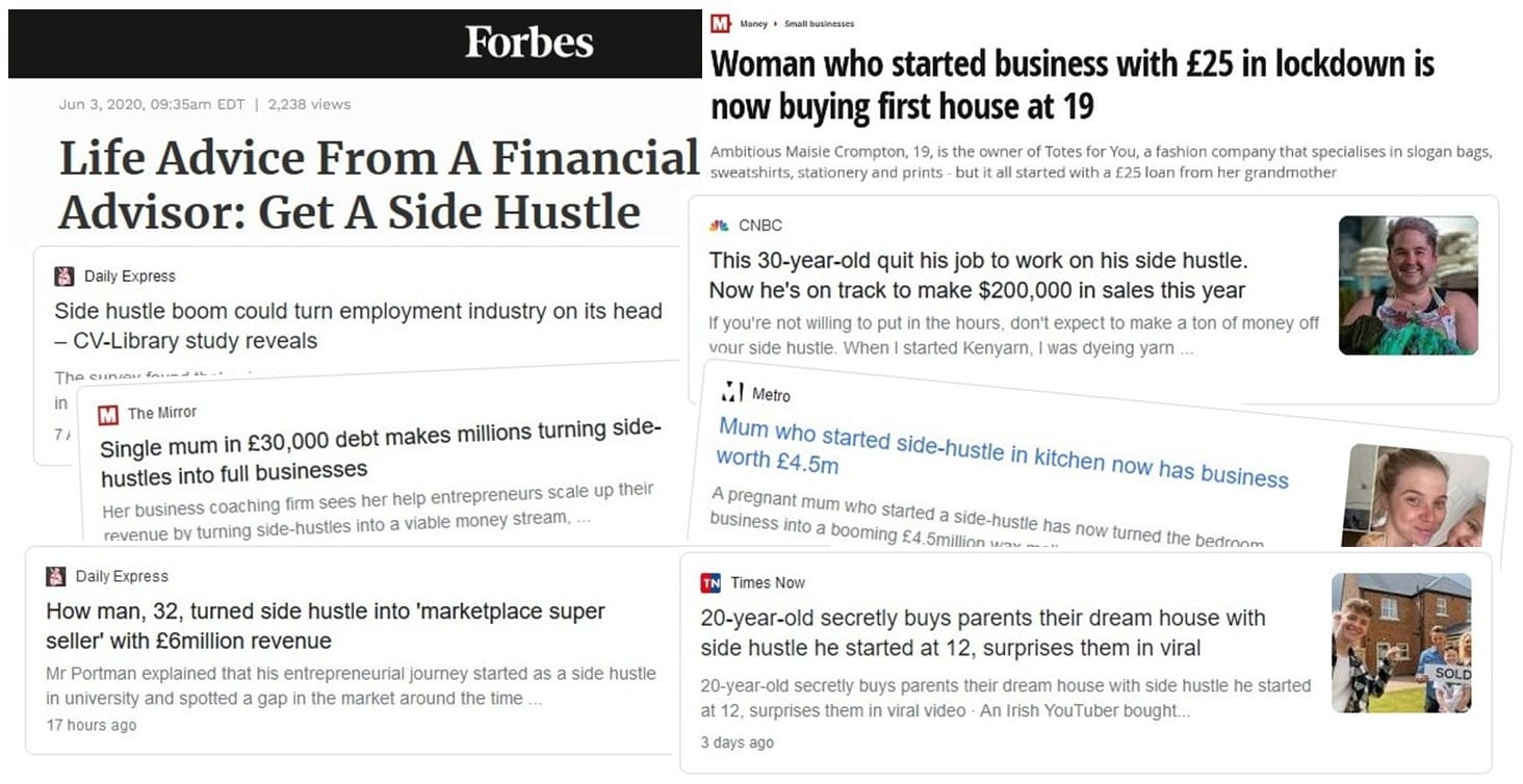 side hustles in the media